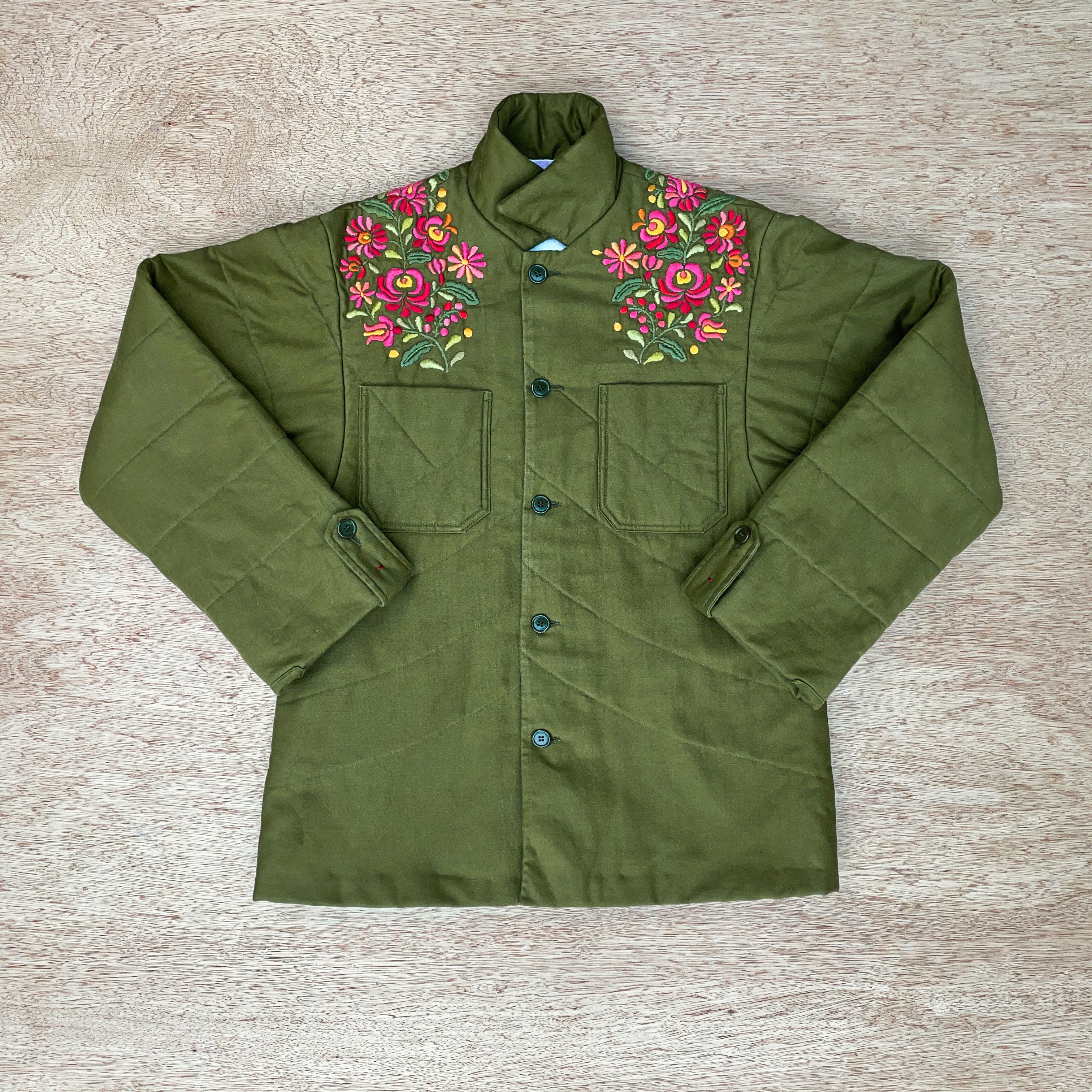 Embroidered military jacket hot sale