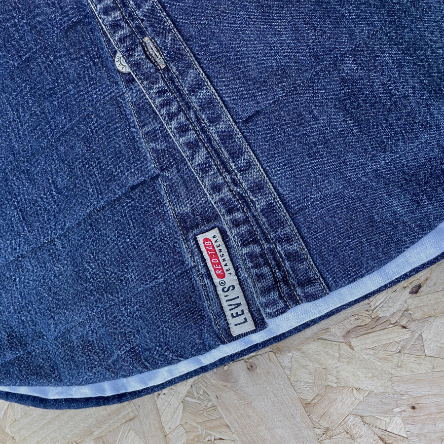 Repurposed vintage Levis denim shirt - front Levis label details