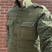 Hand Quilted Repurposed Vintage Army Jacket Details
