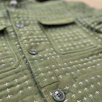 Hand Quilted Repurposed Vintage Army Jacket Button Details