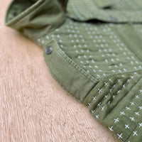Hand Quilted Repurposed Vintage Army Jacket with Epaulettes