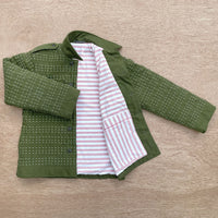 Hand Quilted Repurposed Vintage Army Jacket Lining Details