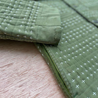 Hand Quilted Repurposed Vintage Army Jacket Pocket Details