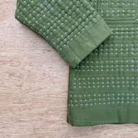 Hand Quilted Repurposed Vintage Army Jacket Patch Repair Details