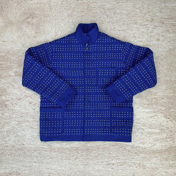 Hand Quilted Vintage Indigo Chore Jacket with surplus army blanket lininga  