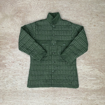 Repurposed quilted vintage army jacket with hand quilted finish