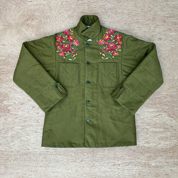 Repurposed vintage army jacket quilted and hand embroidered